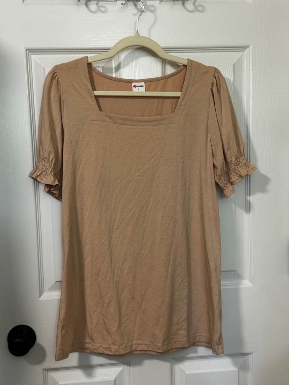 Women’s Square Neck Short Sleeve Top - Beige